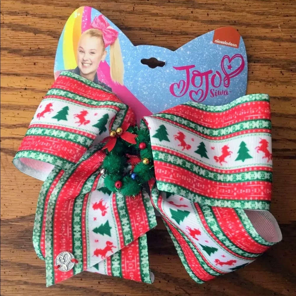 JoJo Siwa Large Striped Christmas Bow Hair Clip